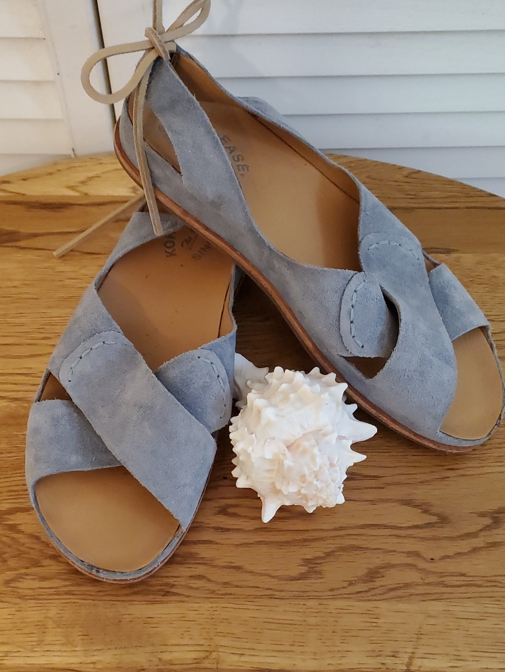 Kork-Ease Blue Suede Leather Slingback Sandals, Size 8 M